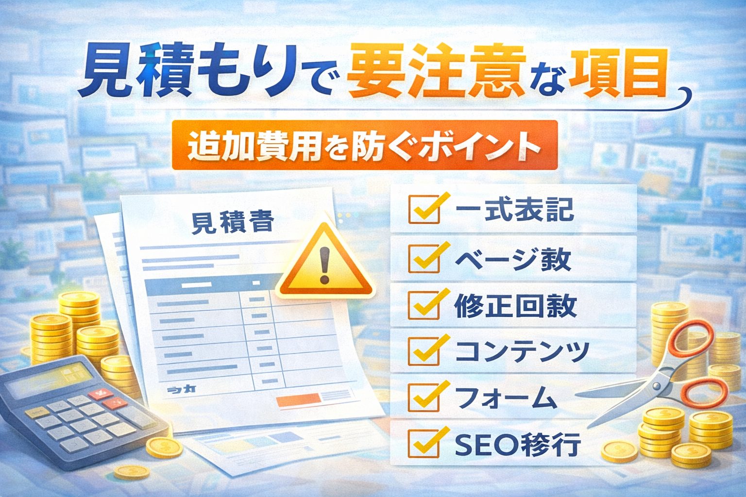 見積もりで要注意な項目｜あとから追加費用が出やすいポイント（制作前に防ぐ）
